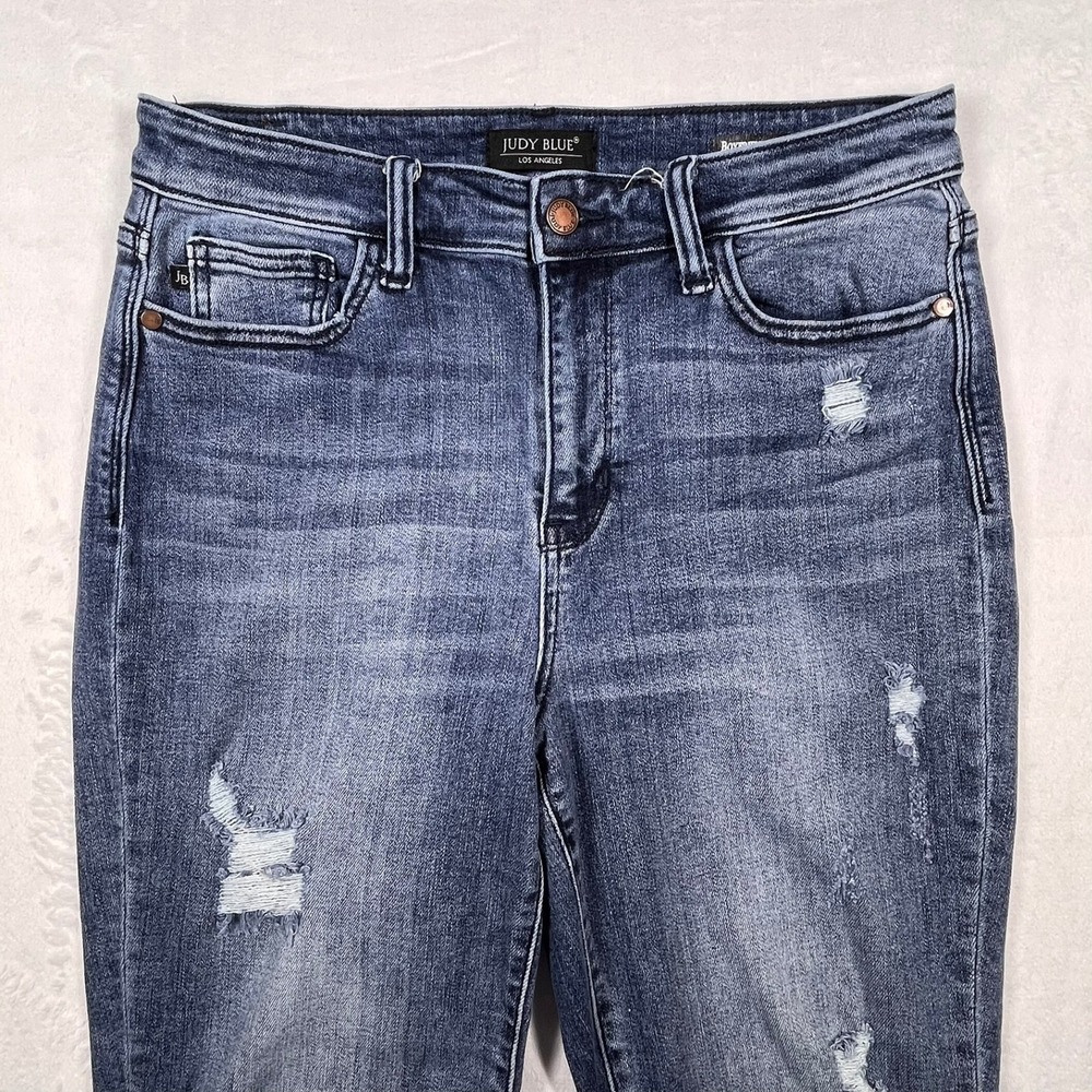Judy Blue Boyfriend Jeans Womens 9/29 (Fits 30x29) Blue Distressed Relaxed - Picture 7 of 16